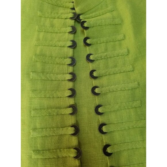 Peacock Ways Womens Linen Mandarin Style Blazer Jacket Cardigan Lime Green - Picture 7 of 10